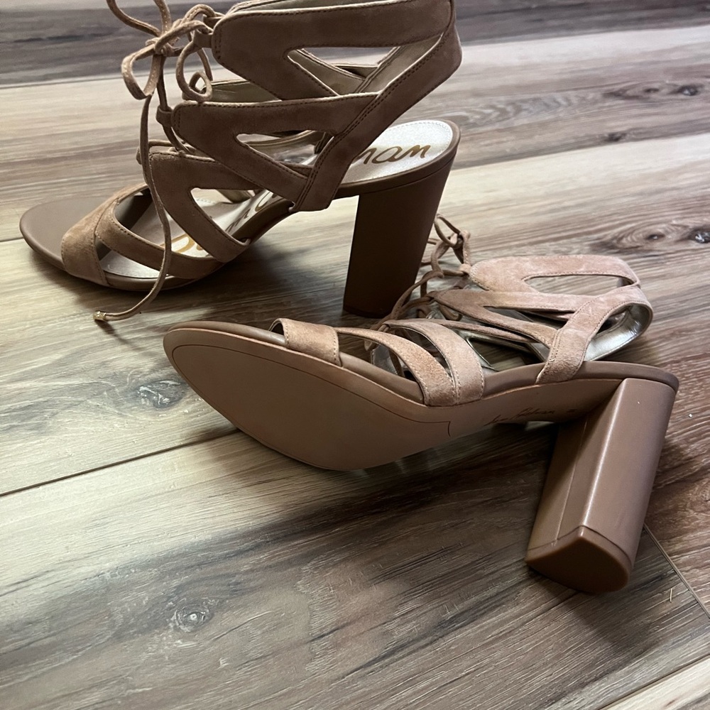 Sam Edelman Tan Strappy Block Heel Heels